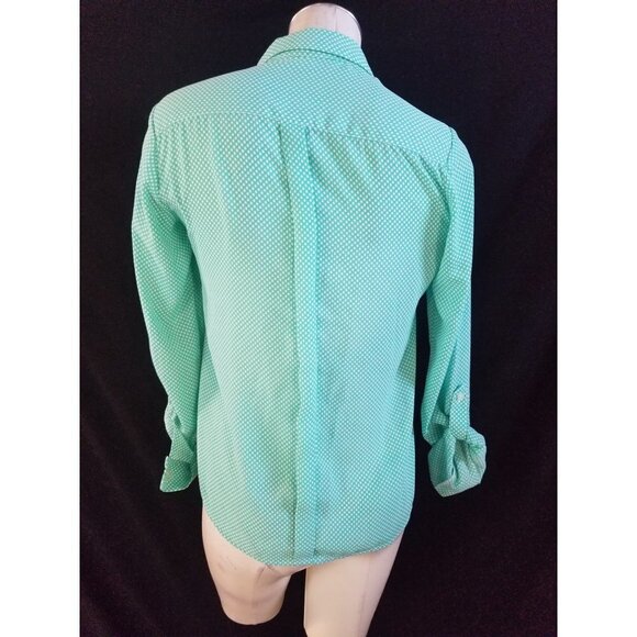 3/$15 The Limited XS Turquoise Polka  Dot Shirt - Picture 4 of 7